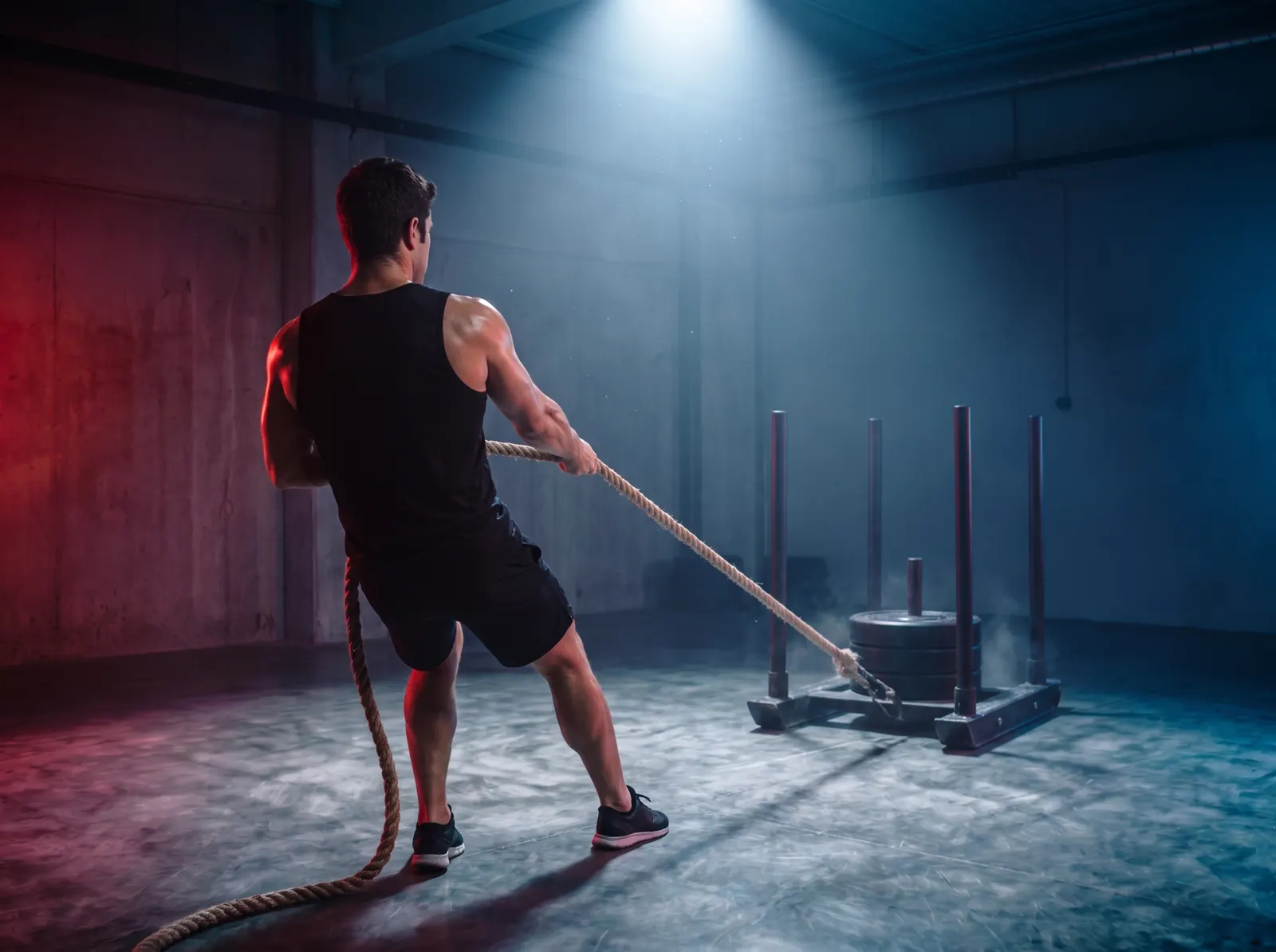 Atleta durante la stazione Sled Pull