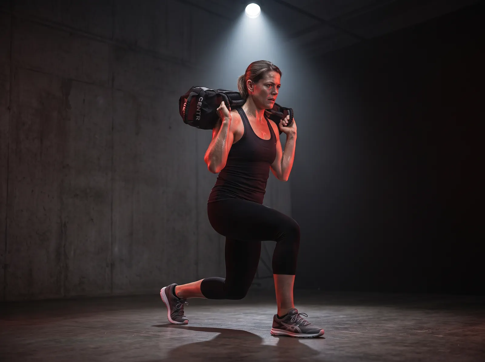 Atleta durante la stazione Sandbag Lunges